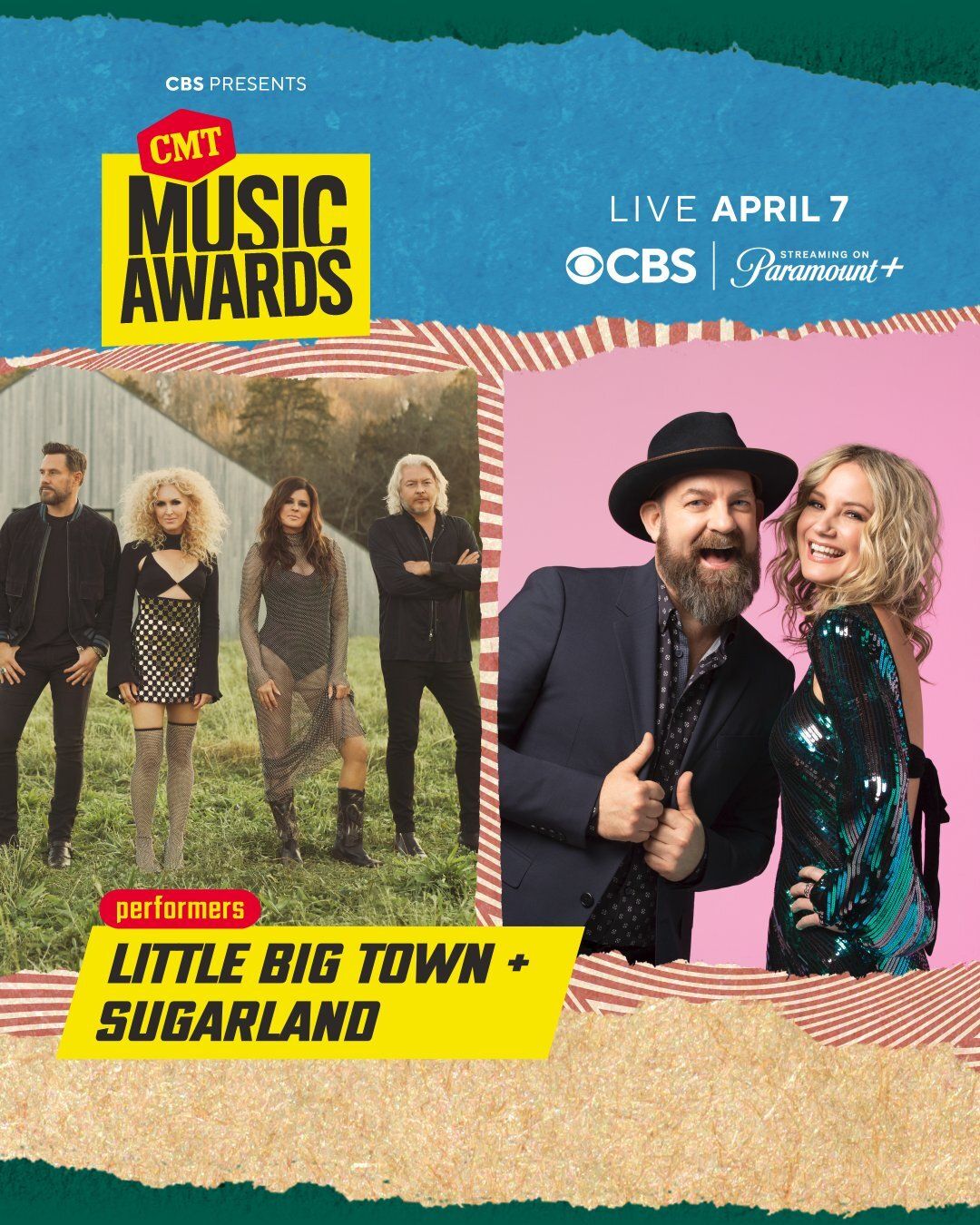 Little Big Town + Sugarland set for world premiere collaboration LIVE on the 2024 CMT MUSIC AWARDS April 7th on CBS