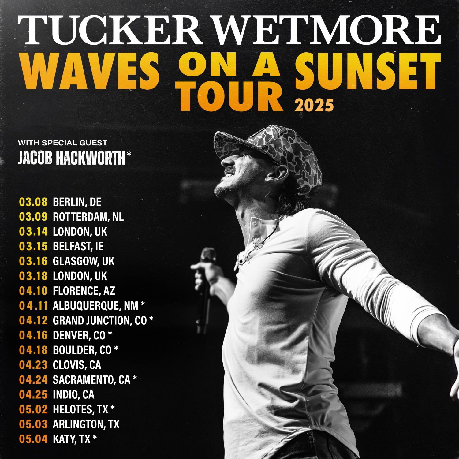 TUCKER WETMORE EXTENDS SOLD-OUT TOUR WITH 17 DATES: WAVES ON A SUNSET TOUR 2025